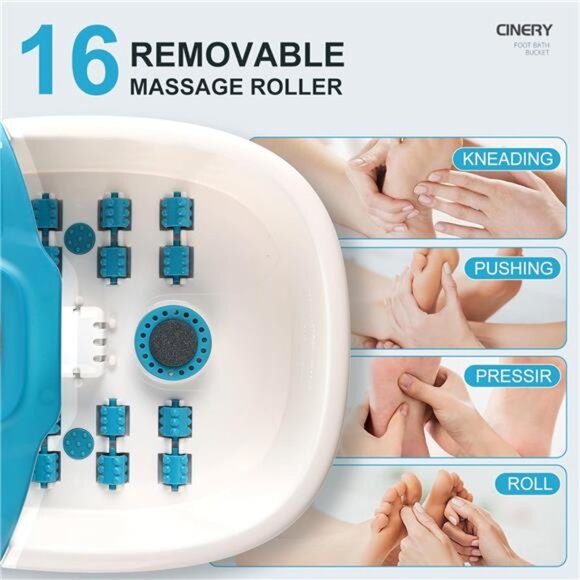 Foot Spa Massager with Heat, Bubbles, Vibration & Pedicure Foot Spa - Picture 3 of 8
